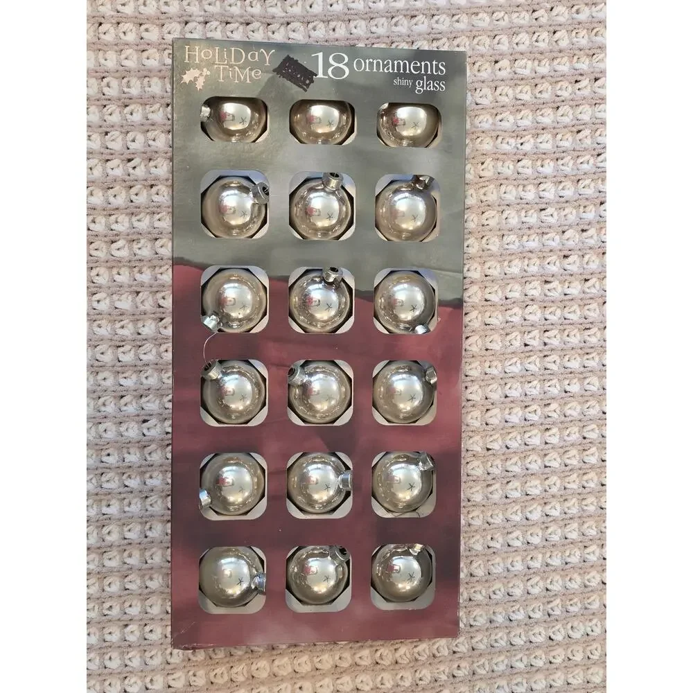 VTG Walmart Holiday Time Light Gold Glass Ornaments Made in the USA Set of 18 2